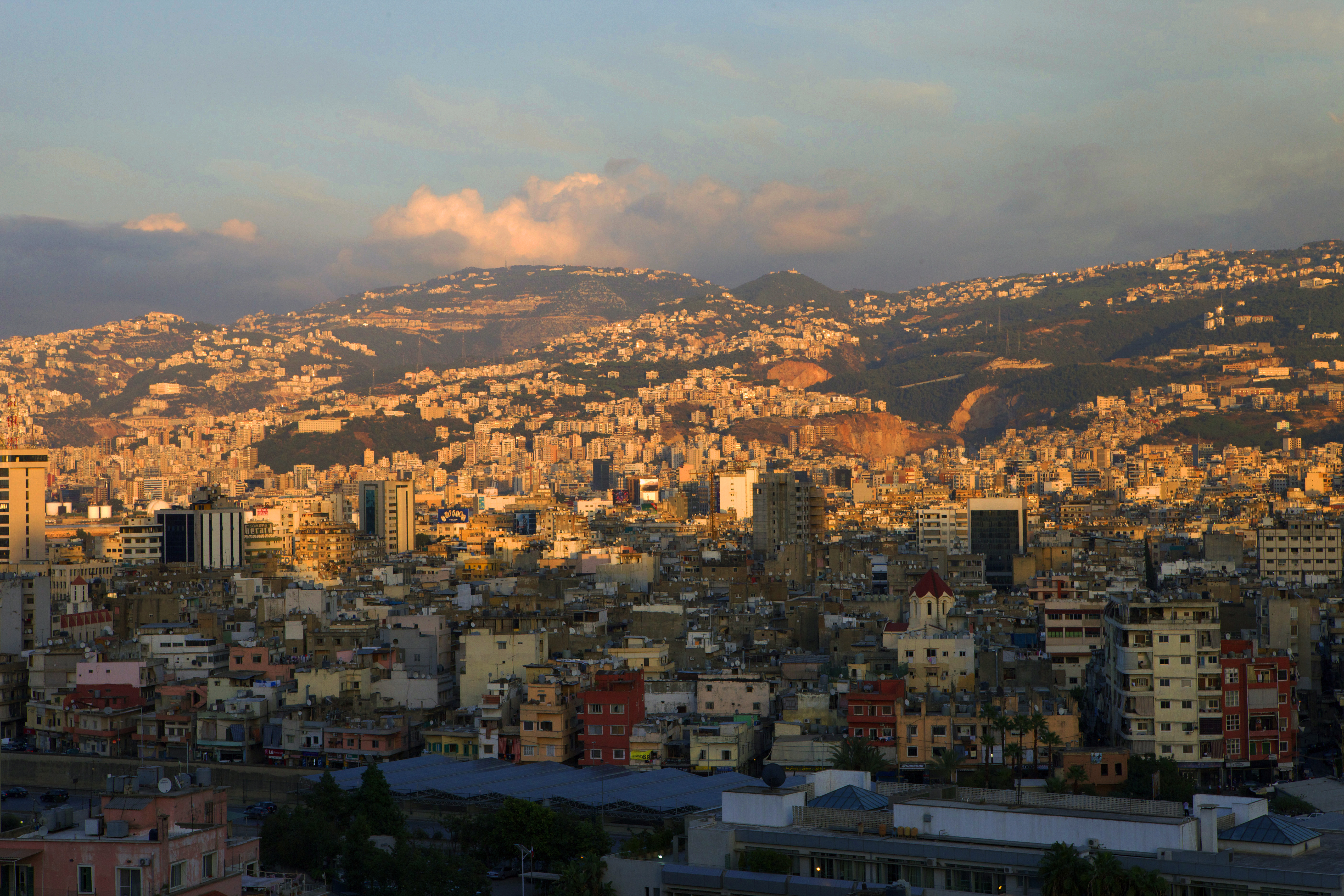 October 20, 2015 Geitawi, Beirut, Lebanon A view of Bourj Hammoud from across the Beirut River. Squeezed between the river and the foothills of the Mount Lebanon Range, Bourj Hammoud is one of the most densely populated neighborhoods in the Middle East. However, a century ago, this area was nothing but swamp and farmland.
