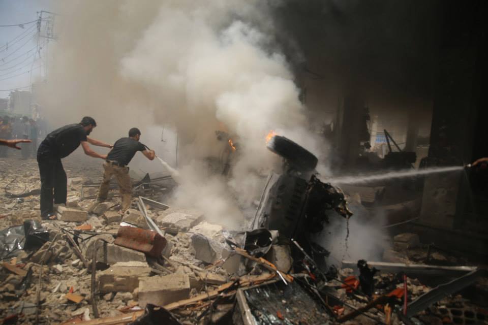 Aftermath of a car explosion in Douma, June 2014. (Artino)