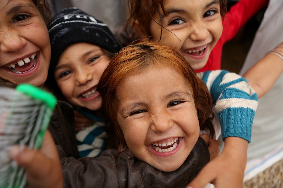 Syrian girls play outside their tent in the Jaraheyah refugee camp. This photo was taken in Bekaa in Lebanon on Oct. 25, 2015. (Artino)